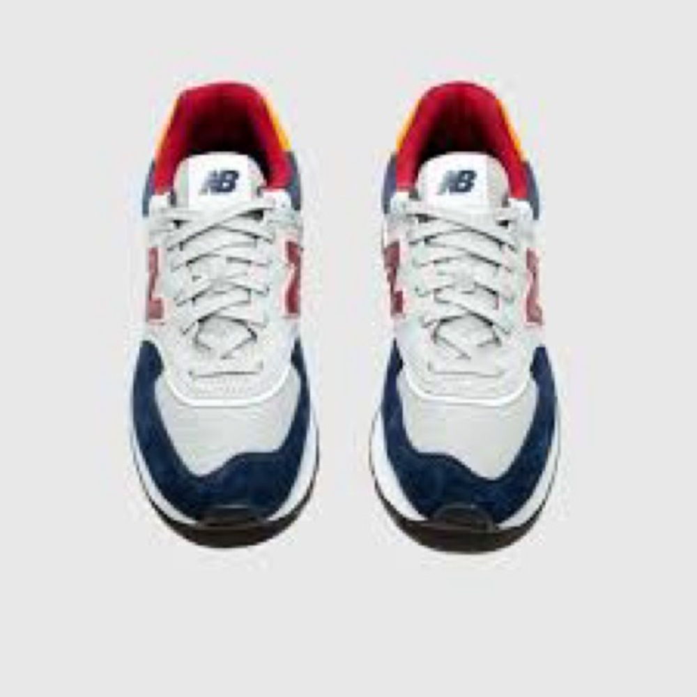 New Balance X Junya Wannabe 574 Red, Blue, and Grey Sneakers
